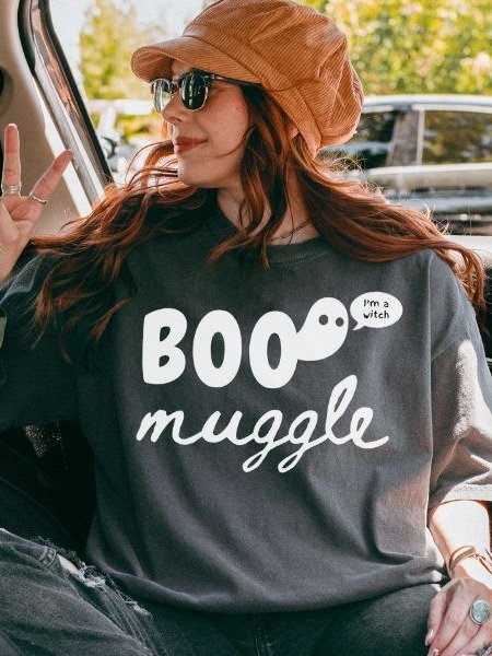 Boo Muggle Halloween Cozy Minimalist Fall Shirt product image (7)
