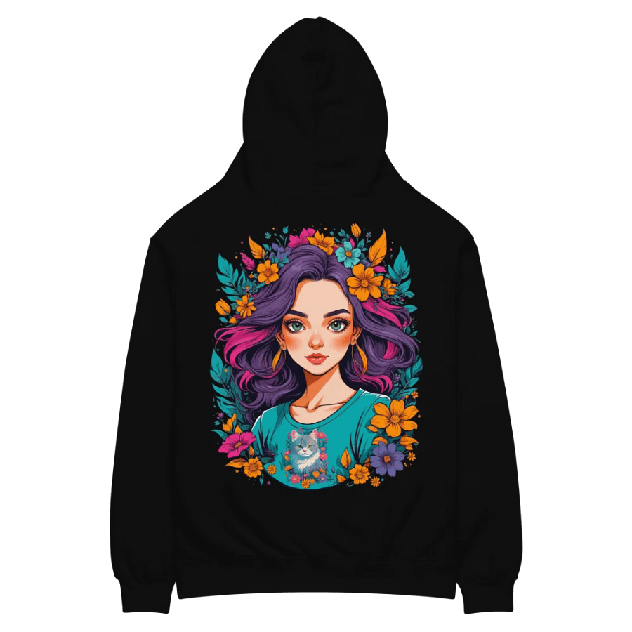 Bloomcore Flower Girl - Premium Hoodie - Black - v2 - Back Printed Design product image (3)