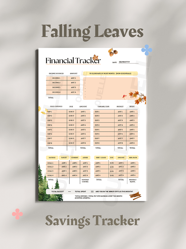 Falling Leaves: Budget Planner — Printable & Digital Spreadsheet (PDF & Template) product image (1)