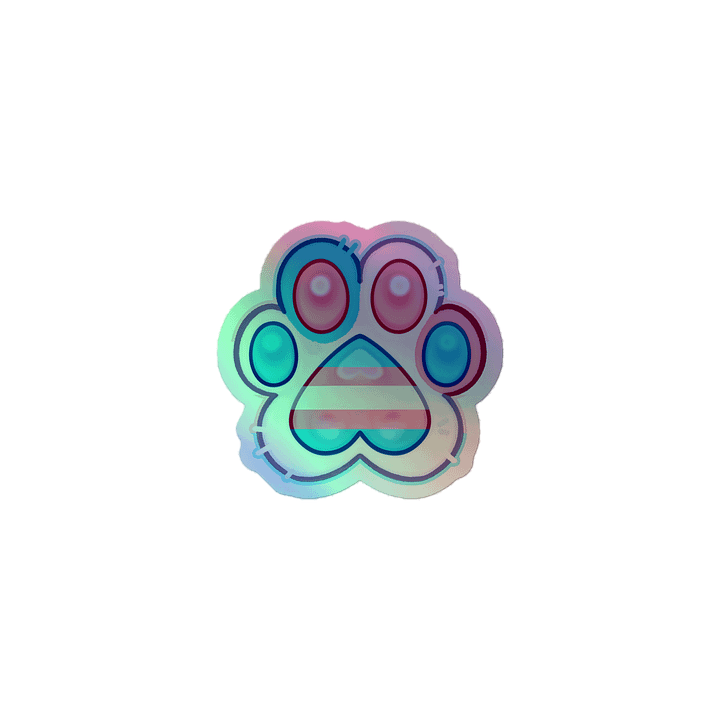 Trans Pride Paw Print Holographic Kiss Cut Sticker product image (1)