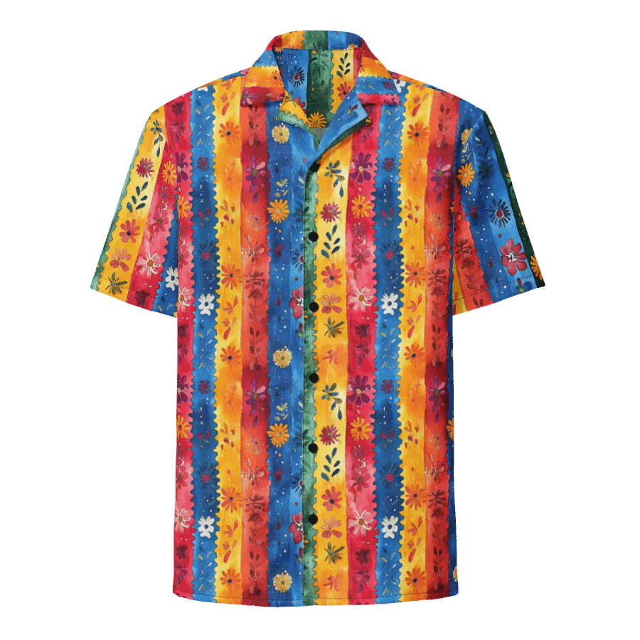 Jagged Stripe Floral Pattern-Seamless Papel Picado Hawaiian Shirt product image (1)
