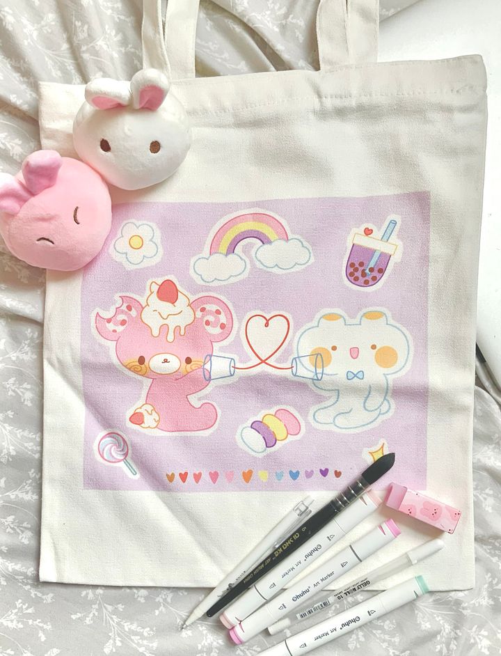 Strawbeary Marshmallow Friendship Bears Canvas Tote Bag product image (1)