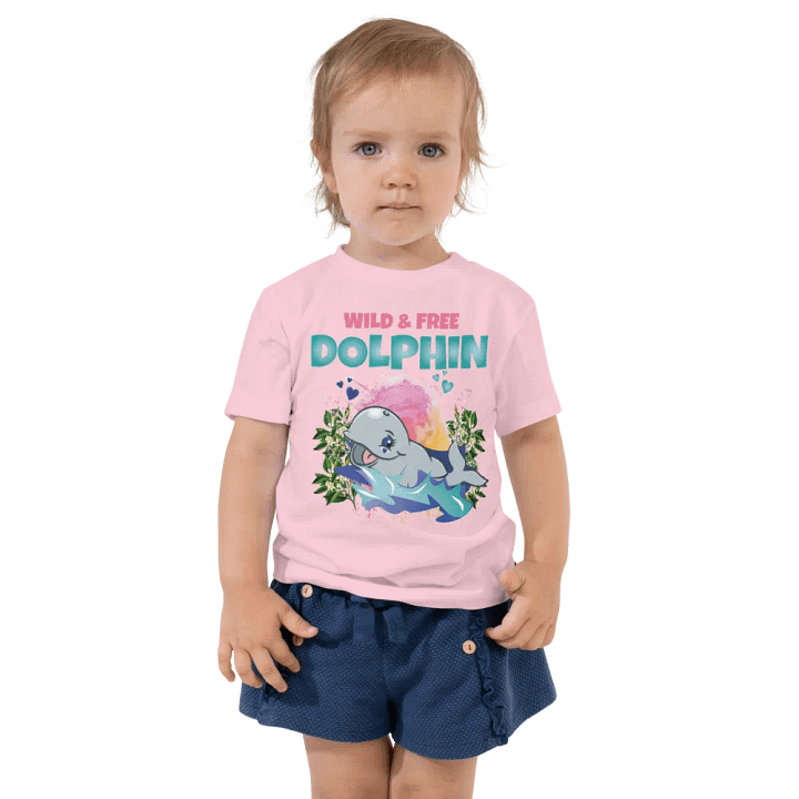 Dolphin Wild and Free Colorful Funny Cute Bella+ Canvas Toddler T-Shirt – Funny Shirt & Gift for Kids product image (1)