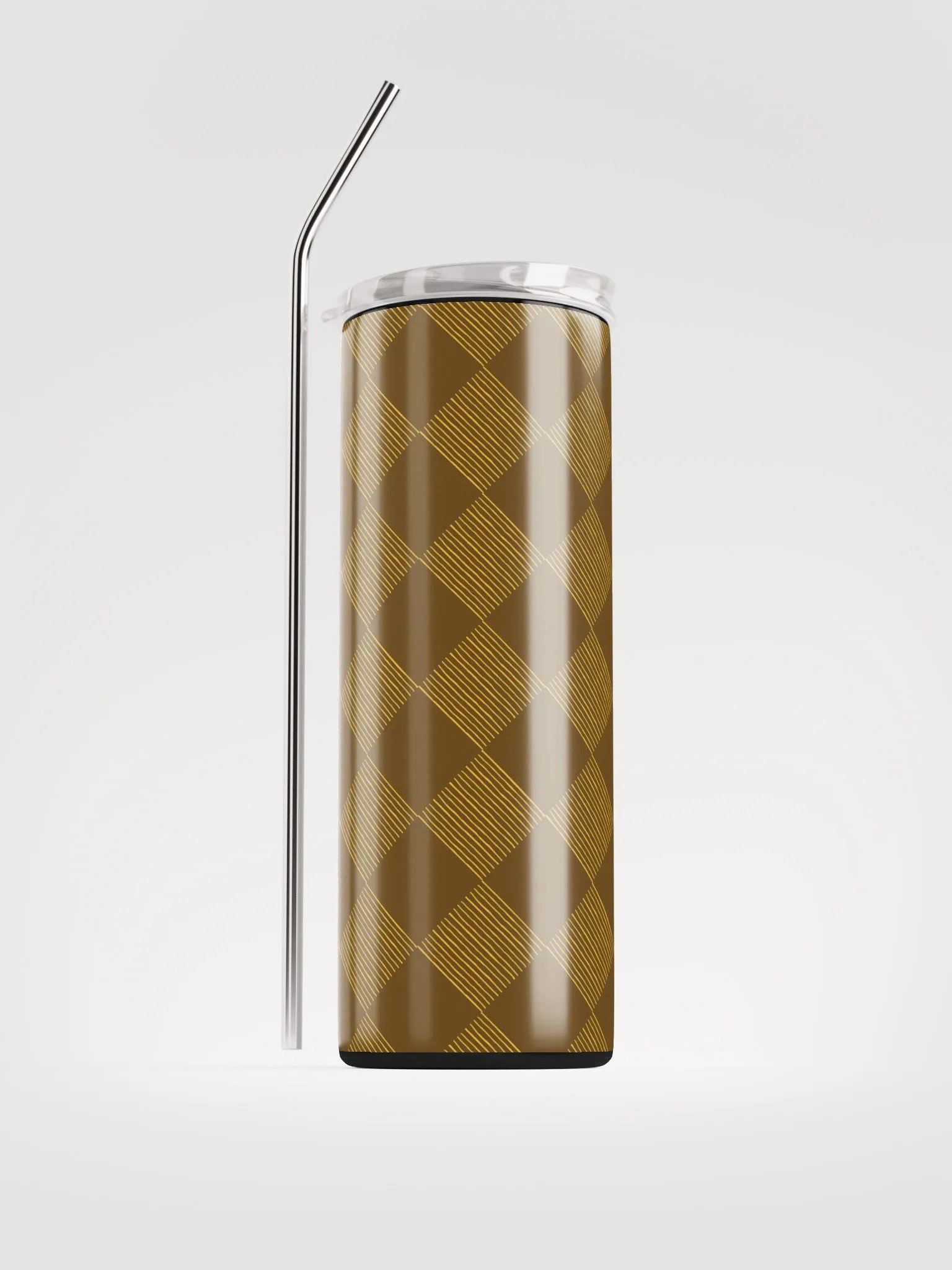 Brown and Gold Diamonds on 20-ounce Stainless Steel Tumbler with Straw product image (8)