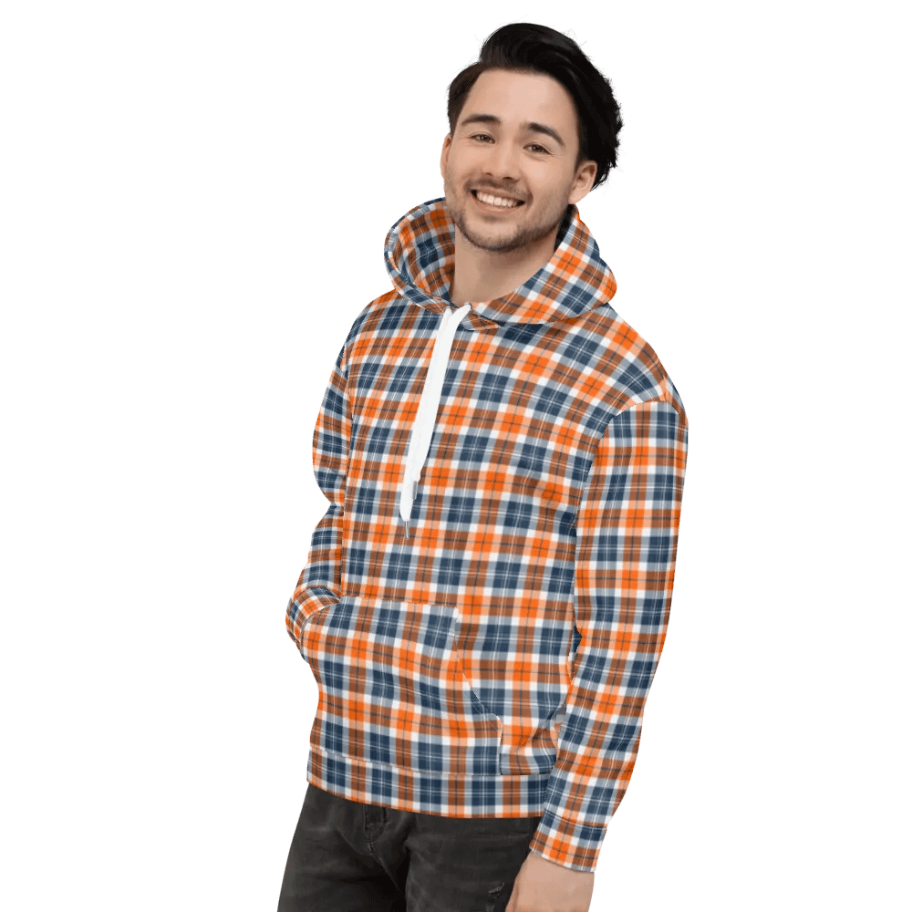 Orange and Blue Sporty Plaid Hoodie product image (4)