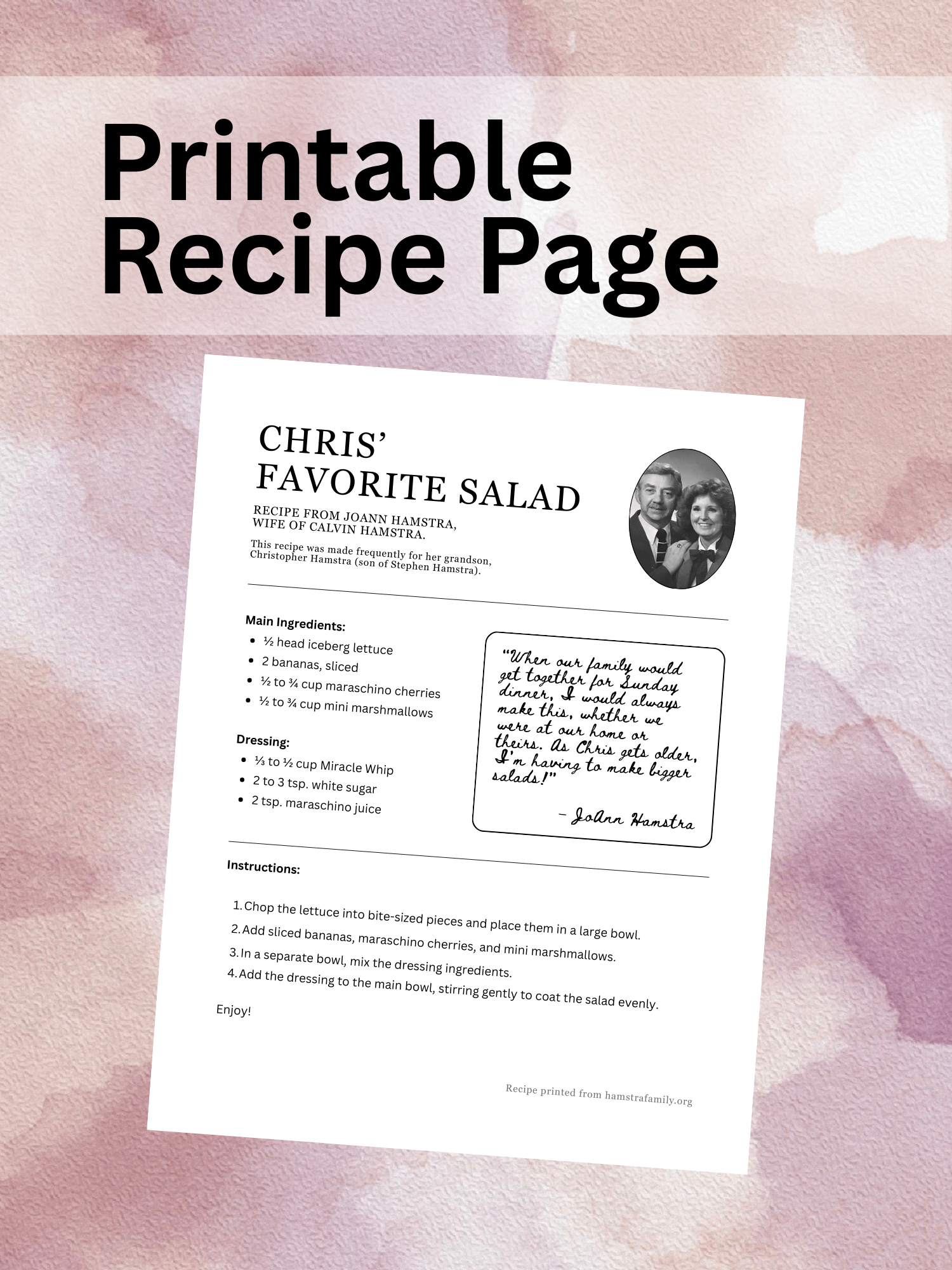 🍒 Chris’ Favorite Salad – Printable Family Recipe Card product image (1)