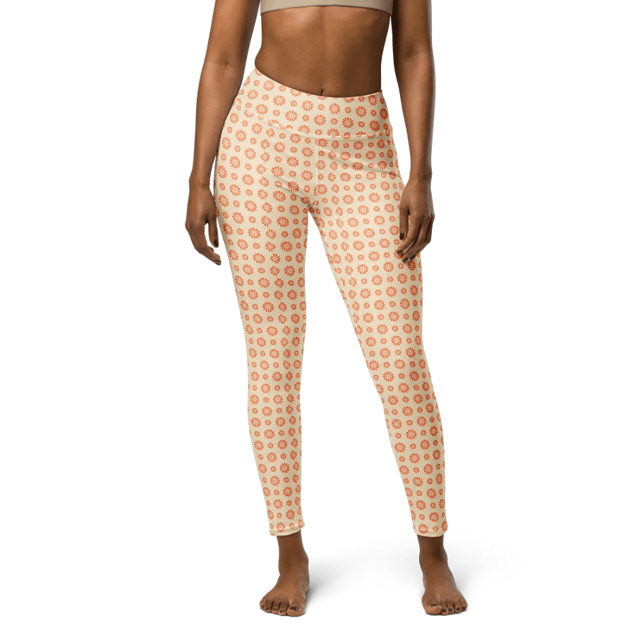 Sunburst Bliss High-Waisted Leggings - Orange Petal Pattern Activewear product image (5)
