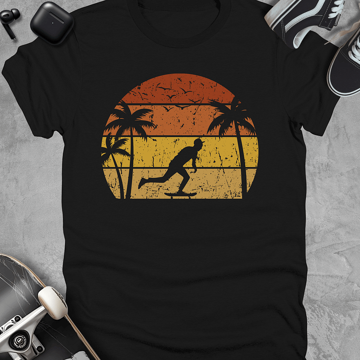 Vintage sunset, Skateboarding t-shirt, Unisex product image (1)