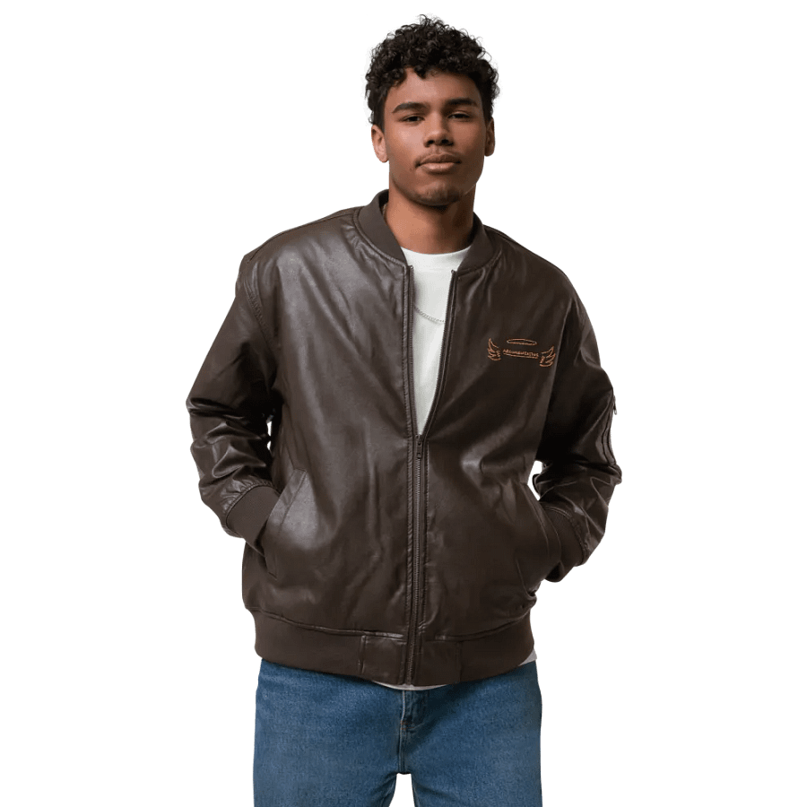 ANGELIC monochrome brown faux leather jacket product image (3)