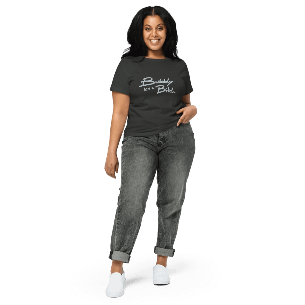 Bubbly and a B*tch (cotton candy design) printed waist-length tee product image (3)