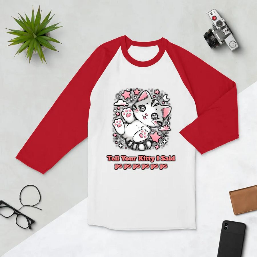 pspsps Kitty Baseball Style Tee - Light Torso Colors product image (83)