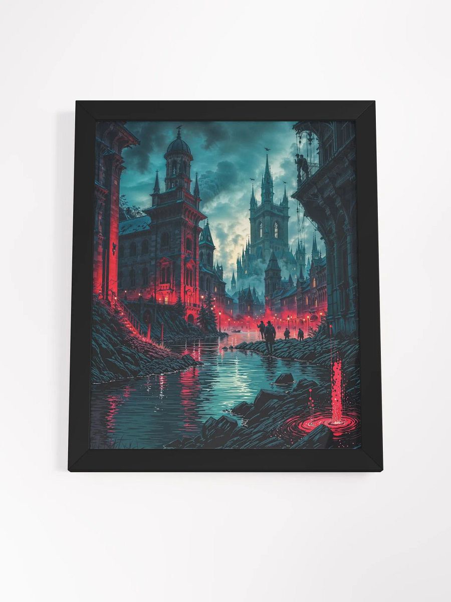 Crimson Gothic City Framed Print product image (24)