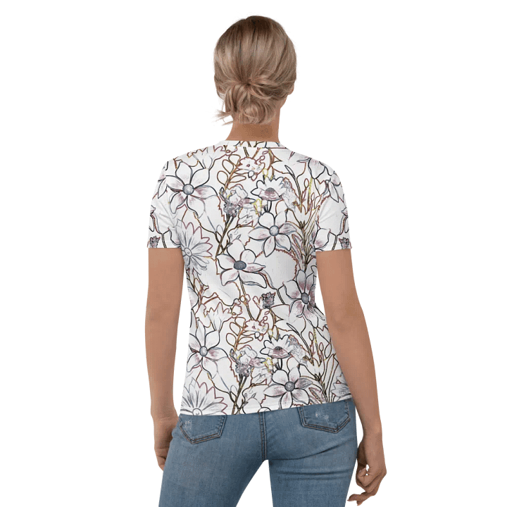 Line art White and Brown/Gray Floral/All-Over Print Scrunchie by Sublicolor product image (2)