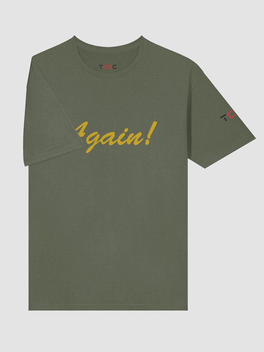 'Again!' Printed Emblem Unisex T-Shirt (Military Green) product image (5)