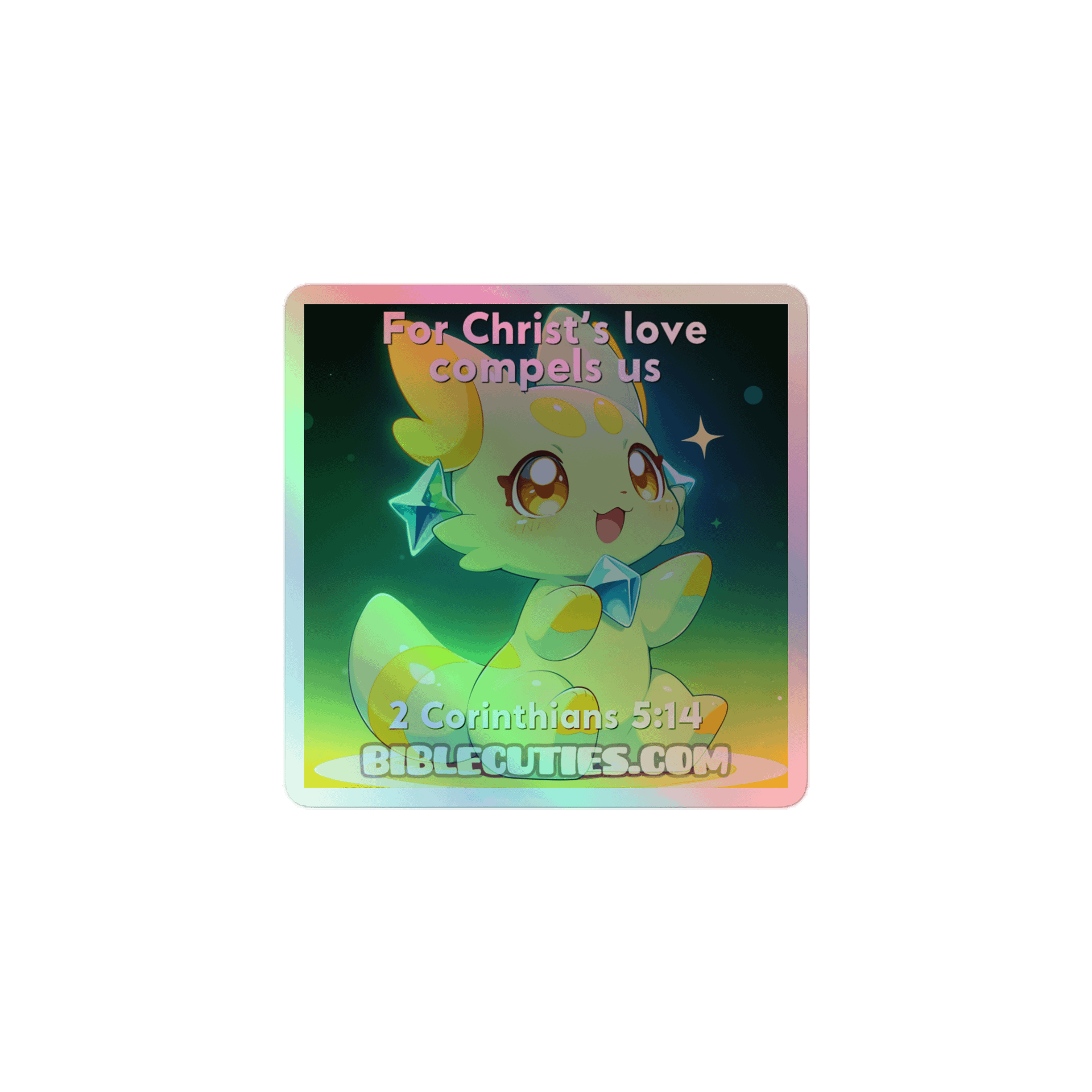 Bible Cuties Beatrice - For Christ's love compels us Holographic Sticker product image (1)