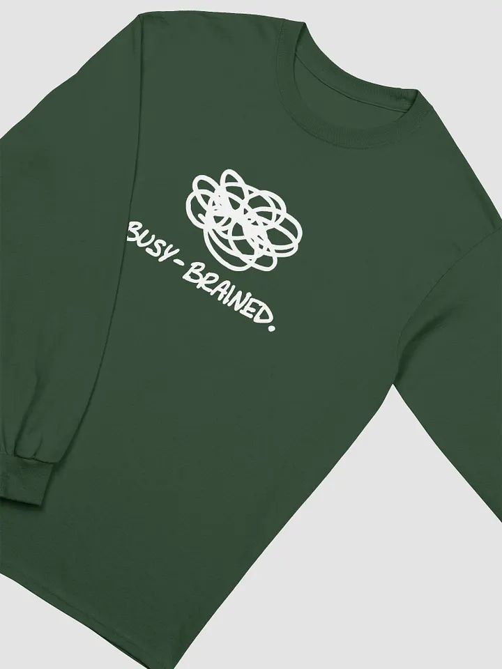 BUSY-BRAINED (white design) printed cotton long sleeve product image (1)