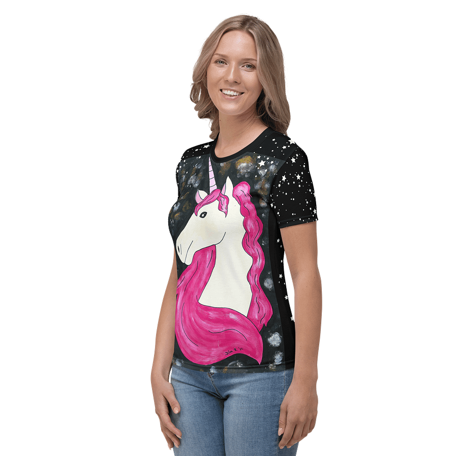 Unicorn (art by Dina R.) acrylic painting picture - Women's Crew Neck T-Shirt product image (3)