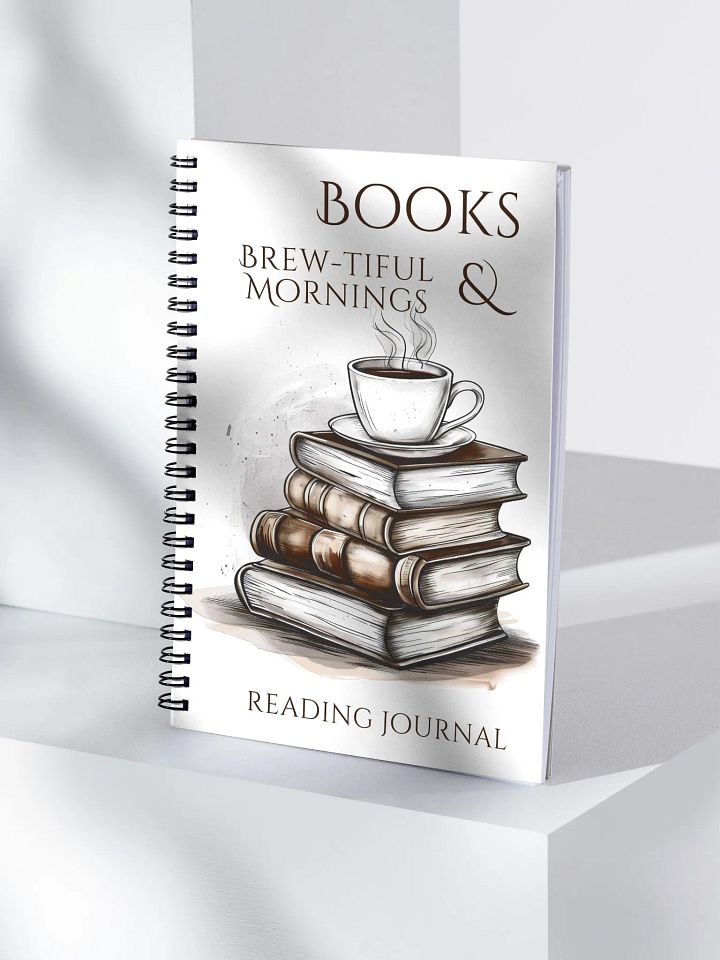 Elegant reading journal for coffee lovers with a steaming cup of coffee product image (1)