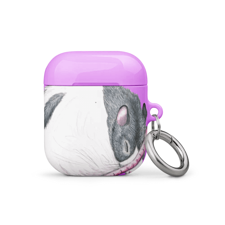 Black hooded rat sleeping Airpods case product image (1)