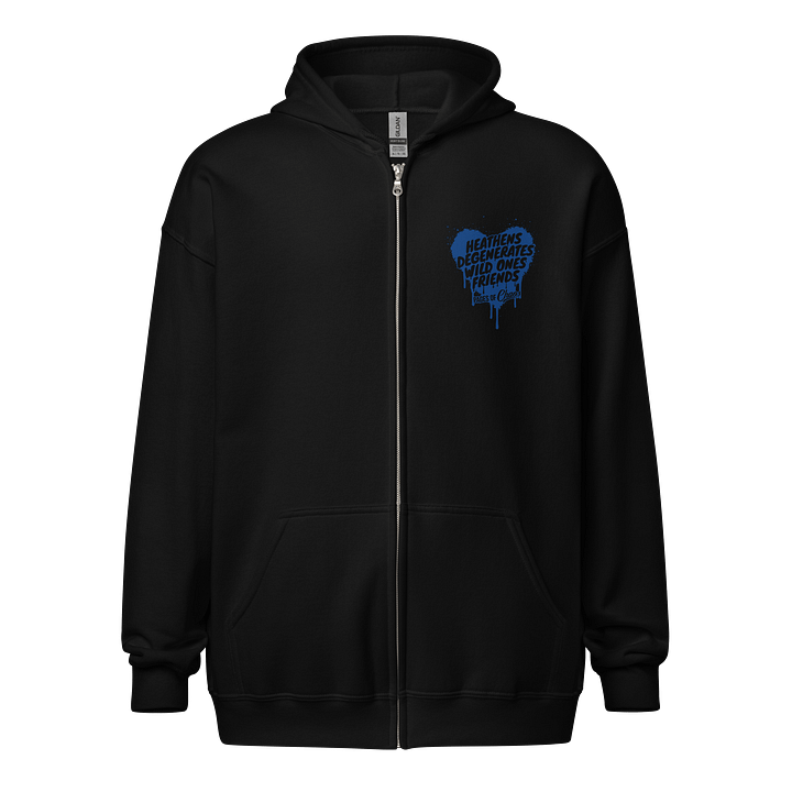 Heathens, Degenerates, Wild Ones, and Friends Zip Hoodie - Blue product image (1)