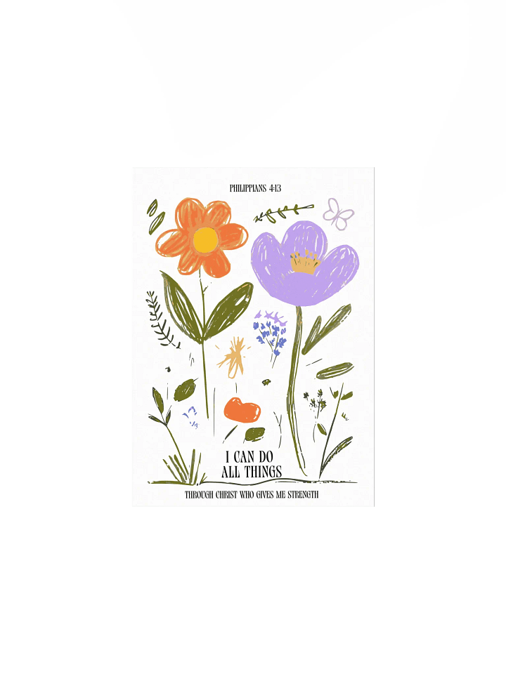 "I Can Do All Things Through Christ" Crayon-Style Wall Art | Kids Room Decor | Christian Inspirational Art | Playful Scripture Decor | Faith-Based Nursery Art product image (4)