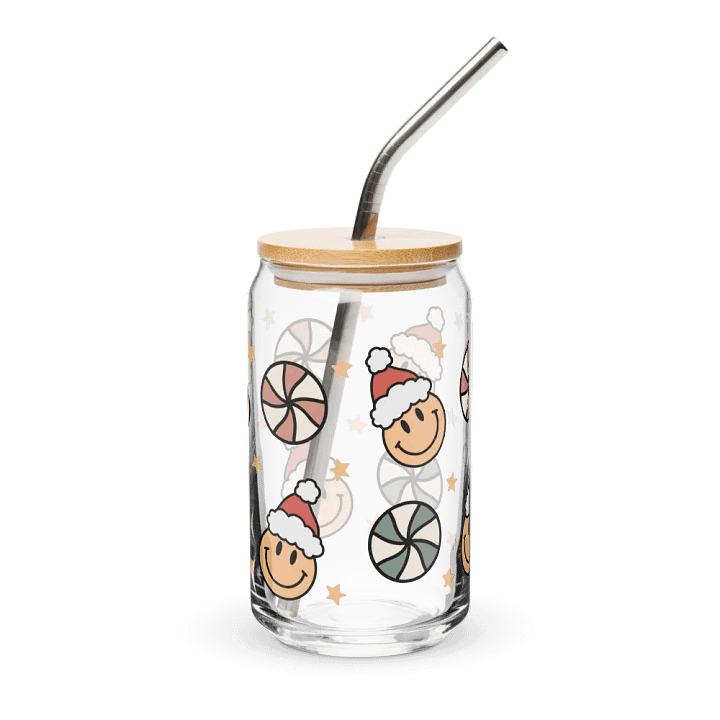 Groovy Smiley Face Santa Can-Shaped Glass (16oz) product image (2)