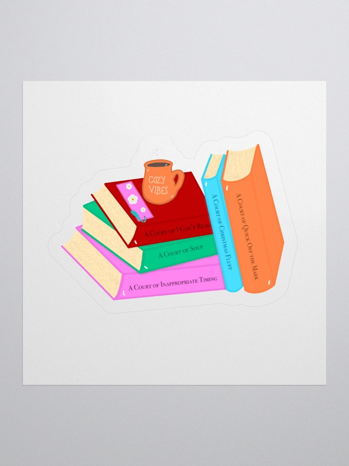 Cozy Book Lovers Sticker with Book Titles product image (1)