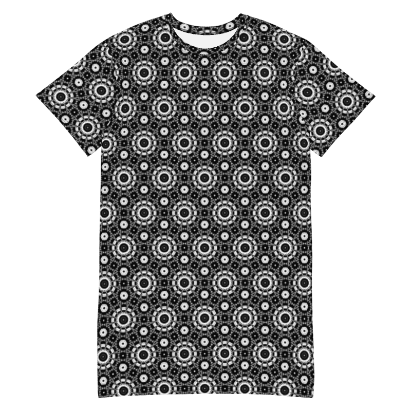 Abstract Monochrome Circles T Shirt Dress product image (10)
