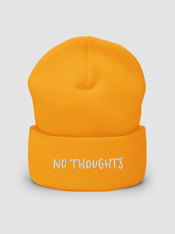 no thoughts embroidered cuffed beanie product image (1)