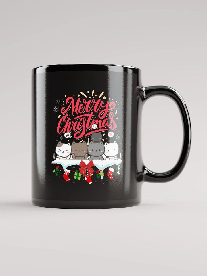 Merry Christmas Cats Black Glossy Mug product image (1)