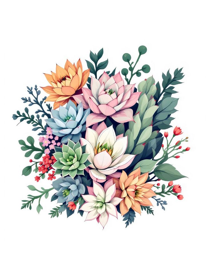 19 Elegant Pastel Succulent Bouquet Clipart, Pastel Succulent Art, Floral Arrangement Clipart, Pastel Clipart Illustrations product image (1)