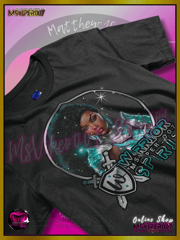 T-Shirt - MsViper007's "Warrior Spirit [Teal Emerald]" Gaming Comfort T-shirt By Anna H. product image (2)