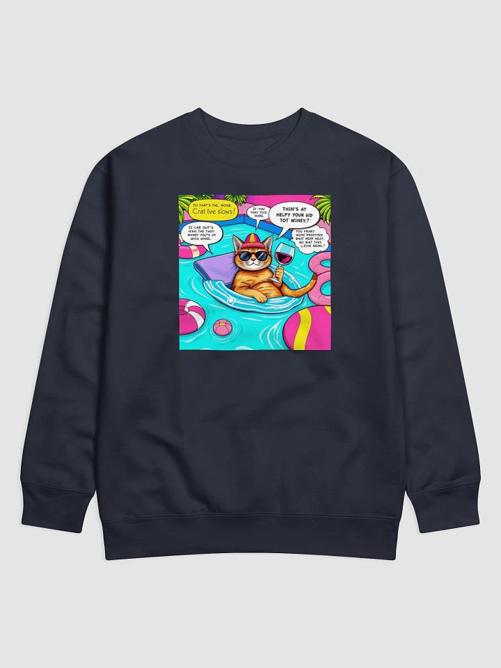 Wine Cat Pool Day Sweatshirt product image (2)