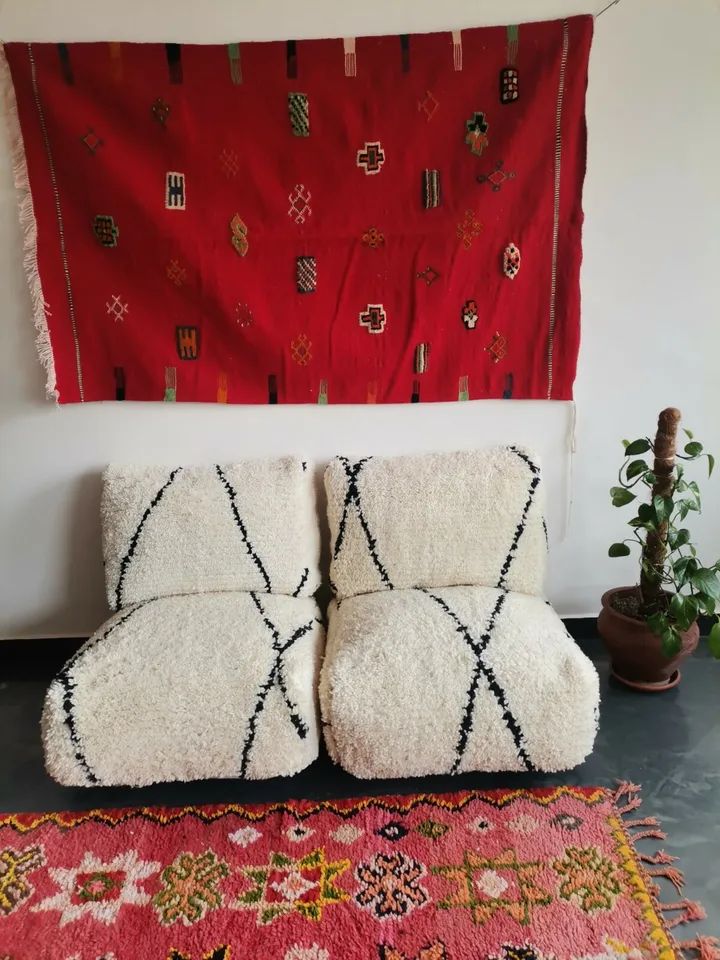 Moroccan Floor Cushion Set - 2 Seats Cushions + 2 Back Cushions + 4 Zipped bags product image (3)
