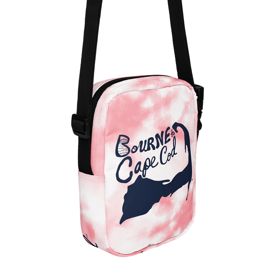 BOURNE to Cape Cod™ | Crossbody Bag | BRN.2C.C.™ | Utility On-the-Go | Coastal Cool Meets Everyday Carry | Navy Logos on Pink Tie-Dye🌊🎒 product image (3)