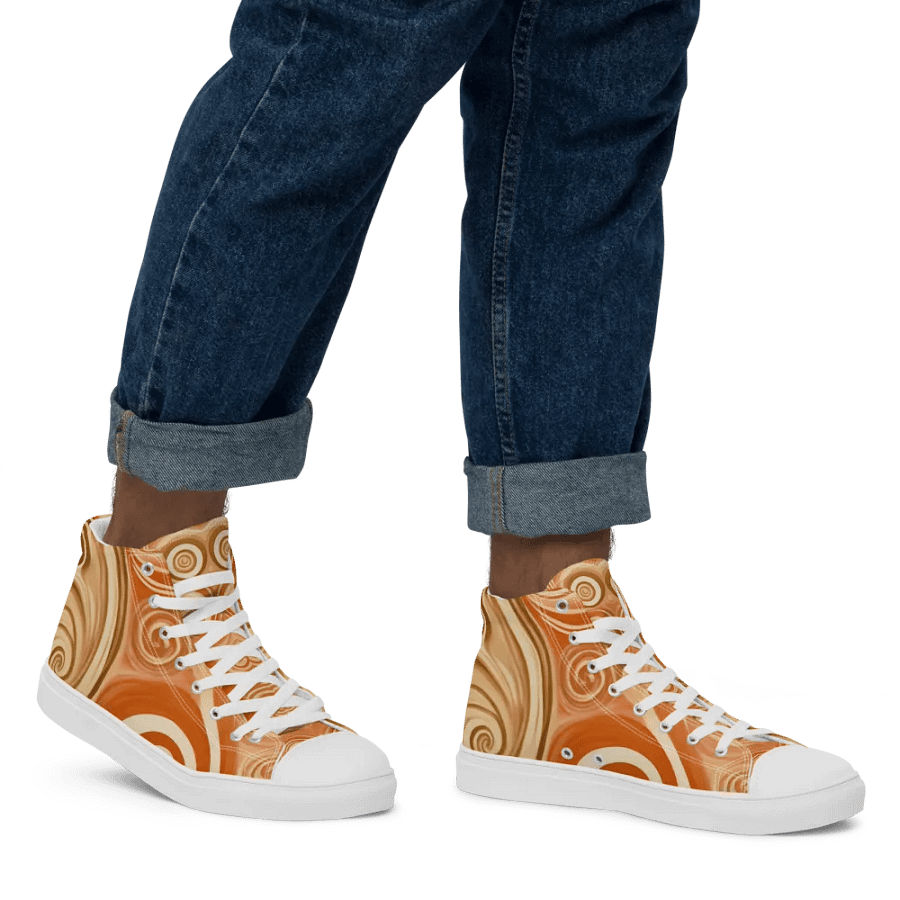 Funky Latte Liquid Tie-Dye Men's High-Top Canvas Shoes product image (7)