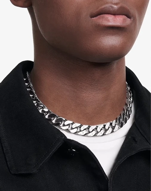 FASHION CUBAN SILVER 14”, 14mm CHAIN NECKLACE product image (1)