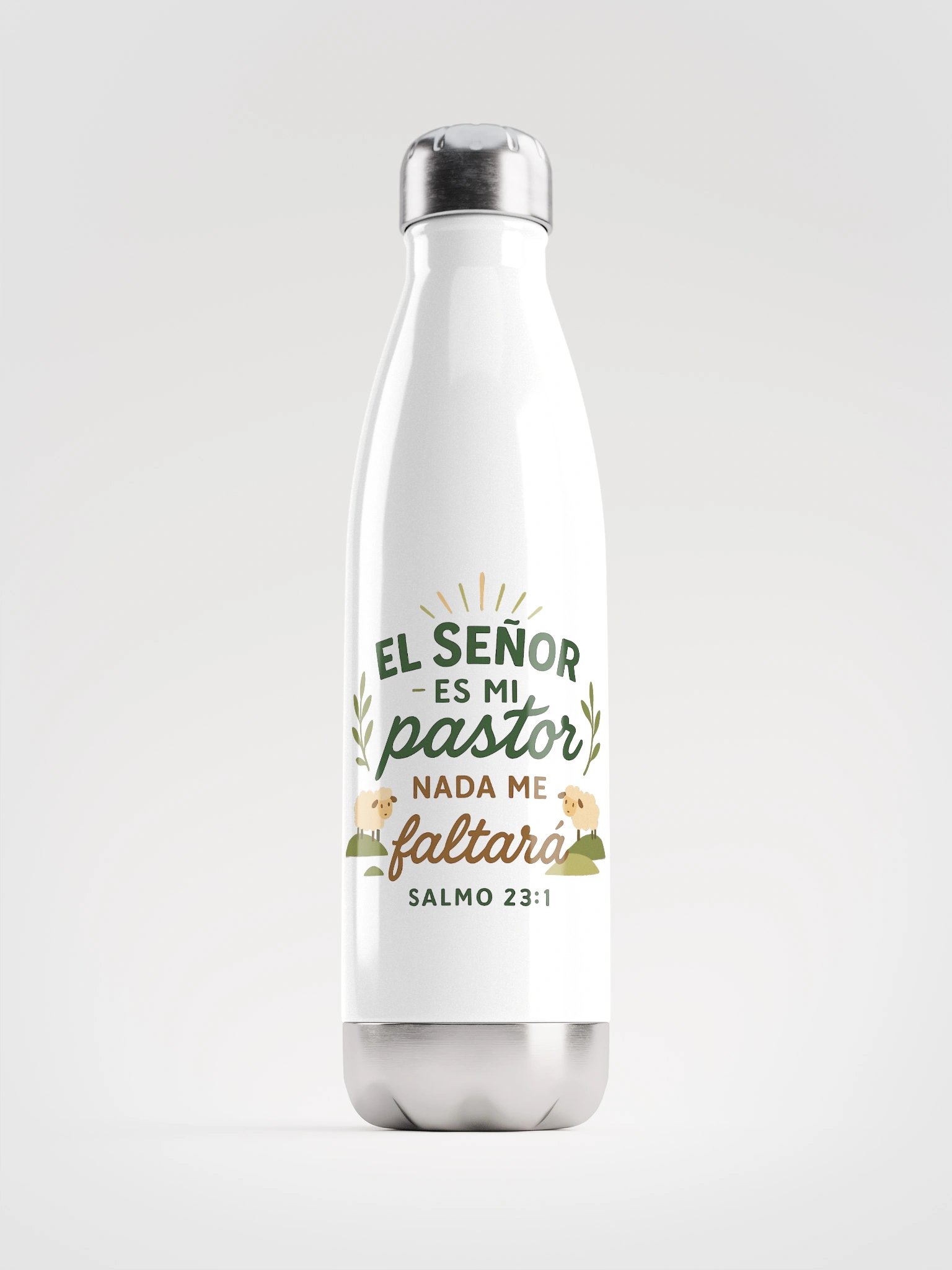 Stainless Steel Water Bottle – “El Señor es mi Pastor” – Spanish Bible Verse product image (1)