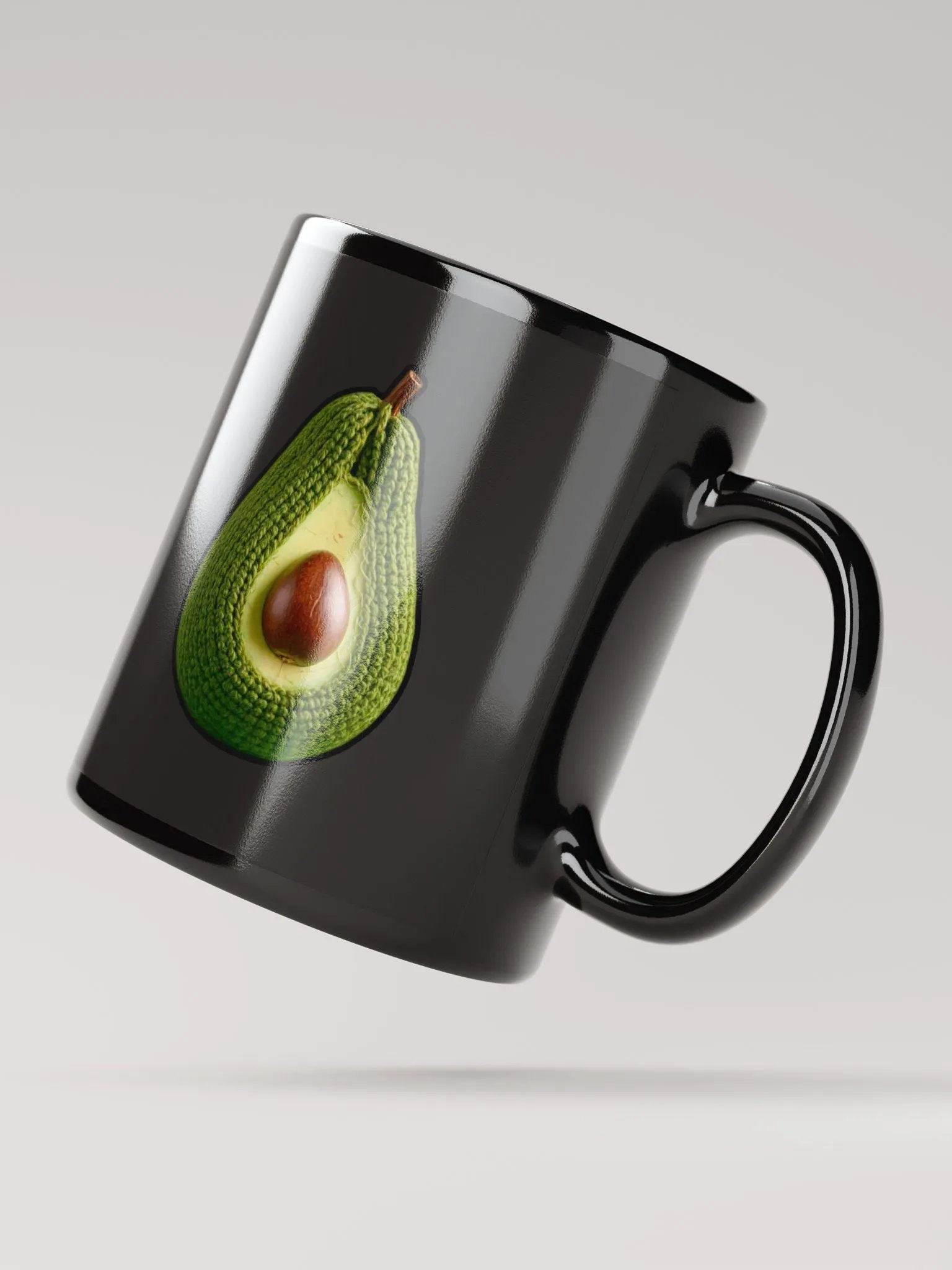 CozyAvocado Black Glossy Mug Crochet Avocado #1 product image (2)