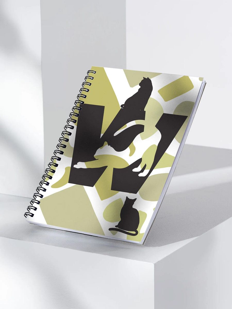 Monogram Letter W Cat Lover Geometric Greens Notebook product image (3)