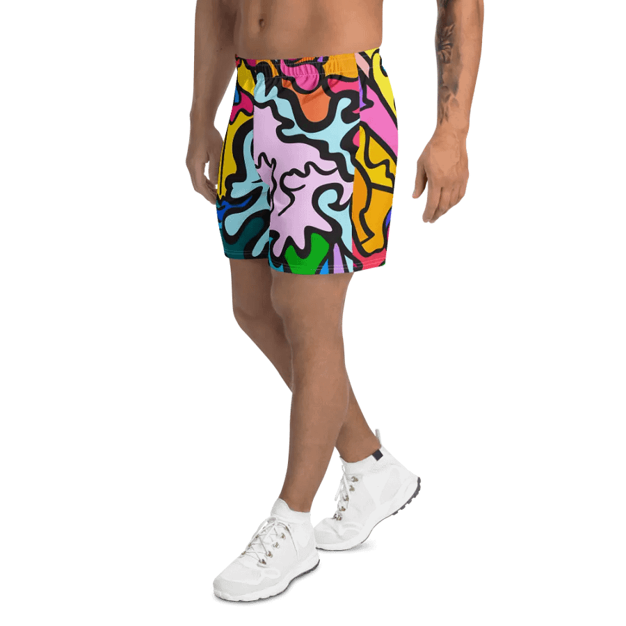 Vivid Swirls Athletic Long Shorts - Wave at Sunset product image (3)
