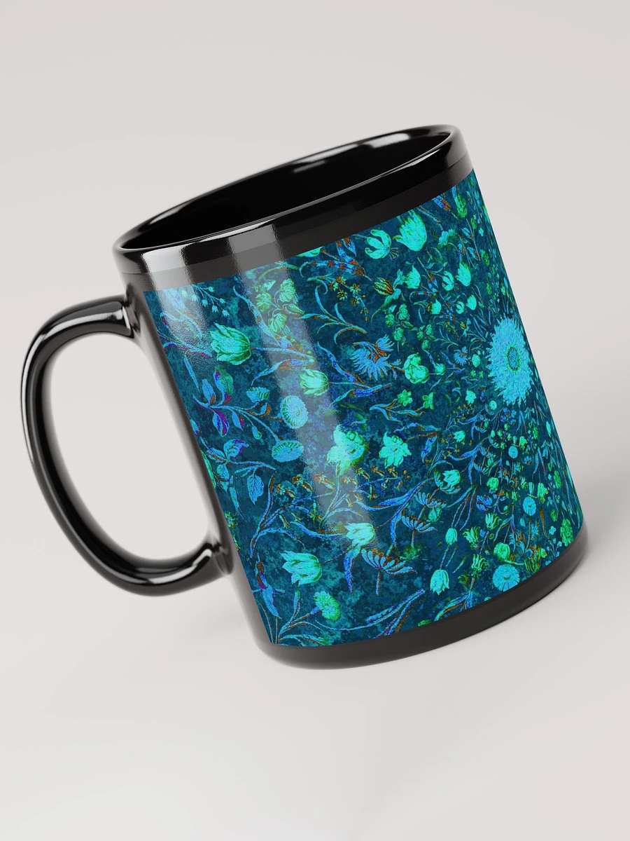 Blue Green Medieval Flowers Black Coffee Mug product image (5)