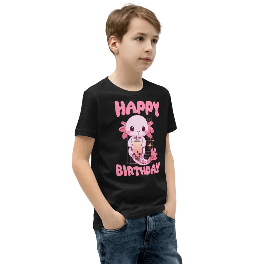 Happy Birthday (Axolotl Drinking Bubble Tea) T-Shirt For Kids product image (6)