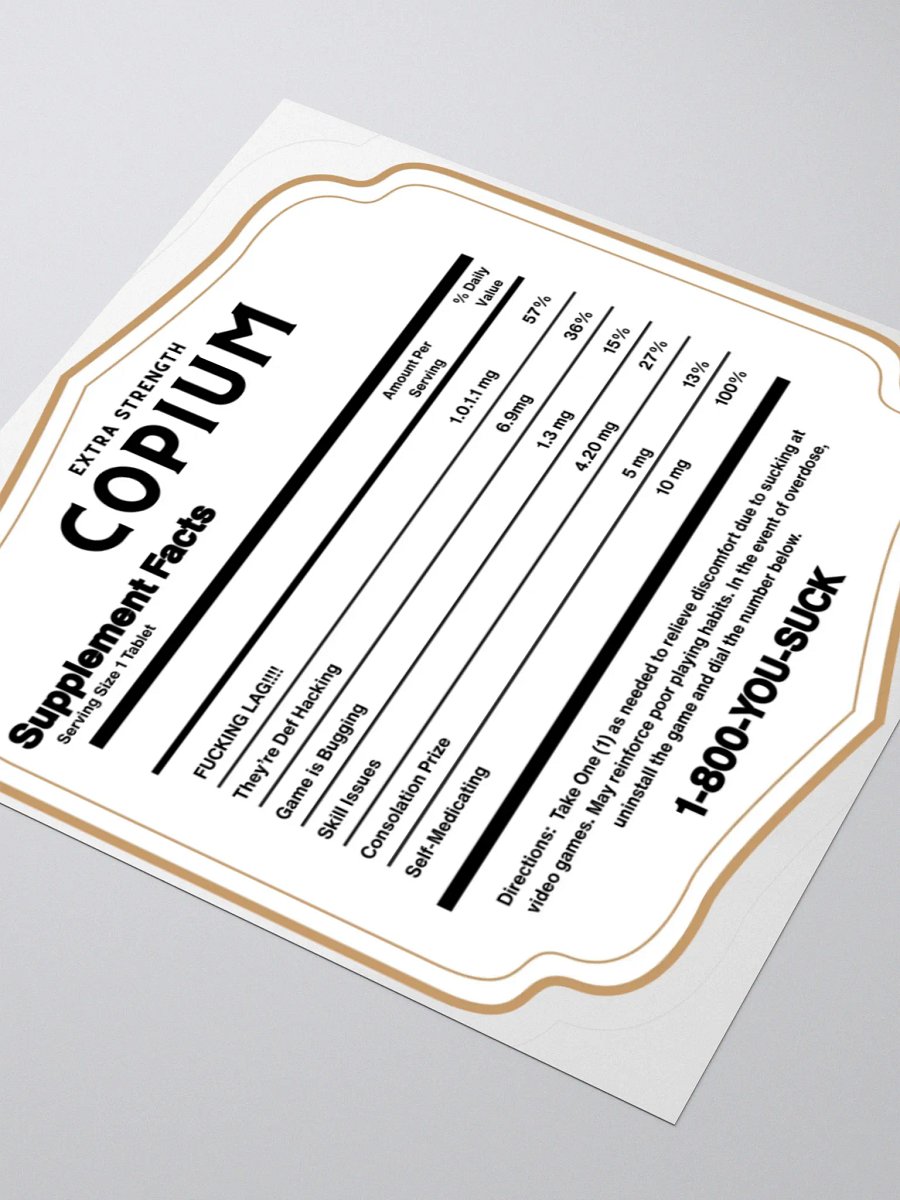 Copium Back Label Sticker product image (3)