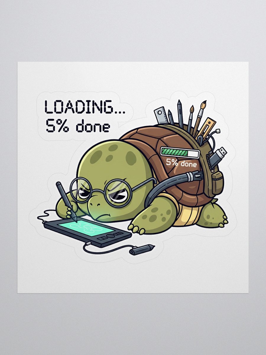 Techie Turtle on Drawing Tablet Kiss Cut Sticker product image (1)