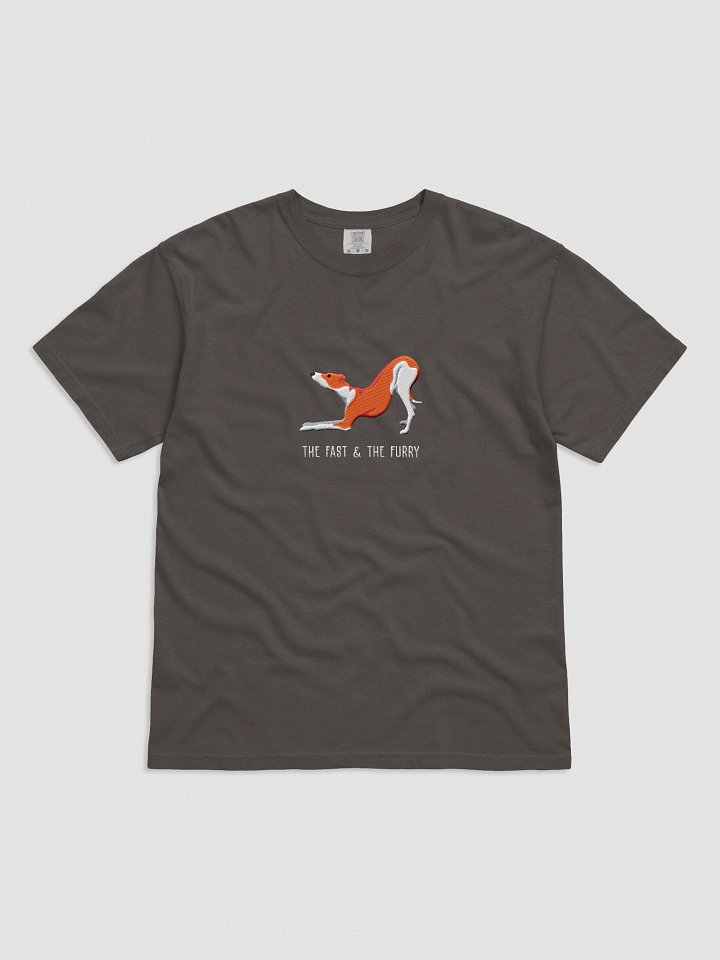 The Fast & The Furry T-Shirt(Embroidered) of an Italian Greyhound(Red & White) product image (11)