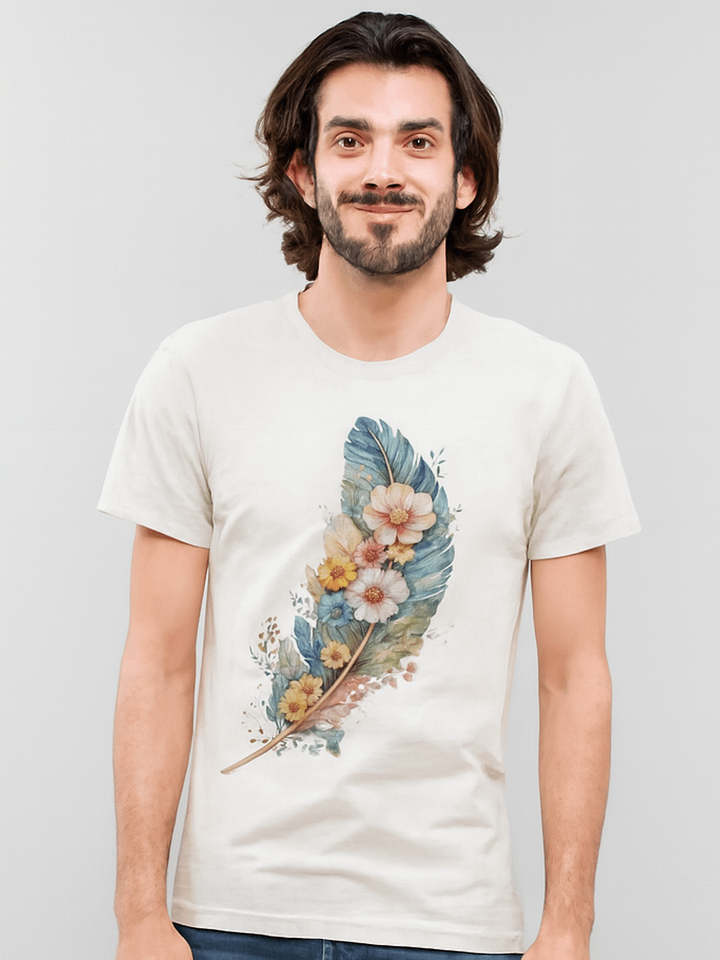 Feather and Floral Watercolor T-Shirt product image (1)