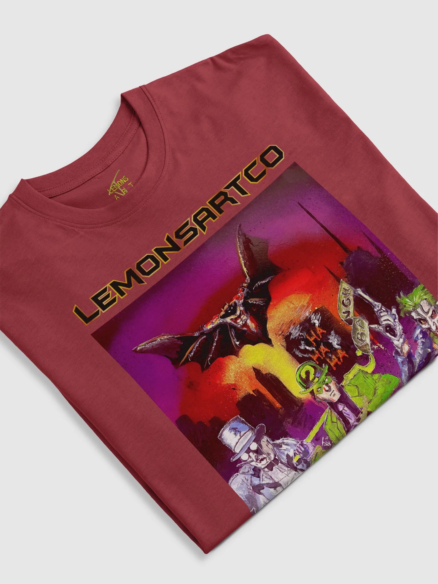 Batman vs Bad Guys Over City Comic Tee product image (3)