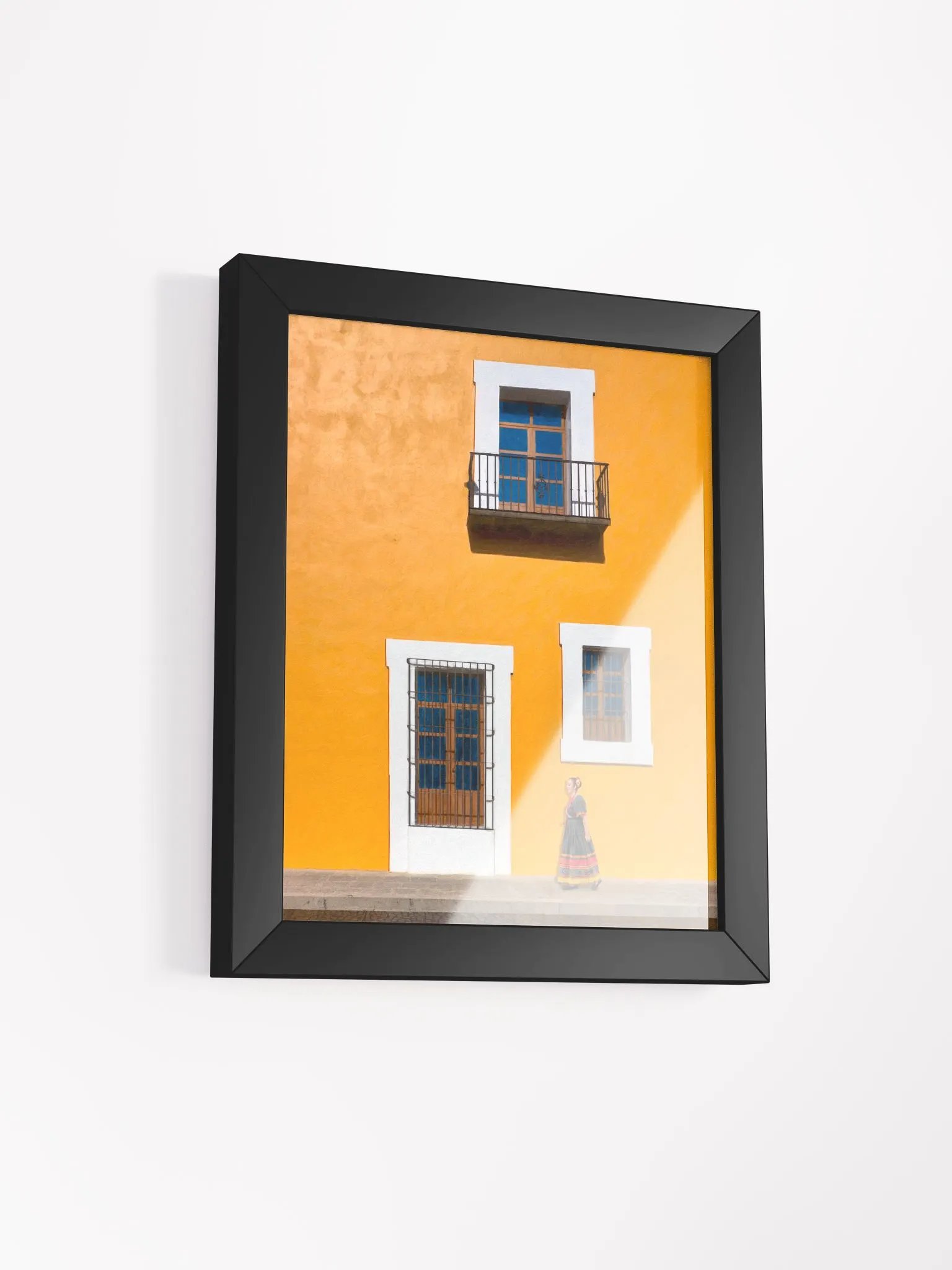Puebla Mexico Golden Yellow Historic Architecture Studio Framed Print product image (2)