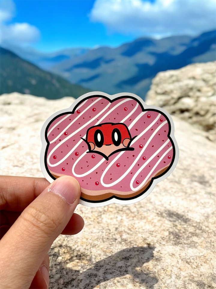 Strawberry Mochi Donut Waterproof Vinyl Sticker product image (1)